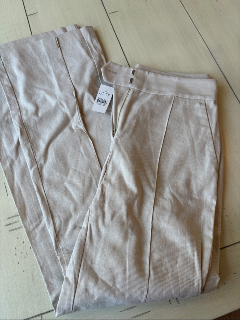 LOFT Light Beige Straight-Leg Dress Pants